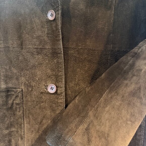 Long Brown Suede Jacket Coat - Picture 4 of 10